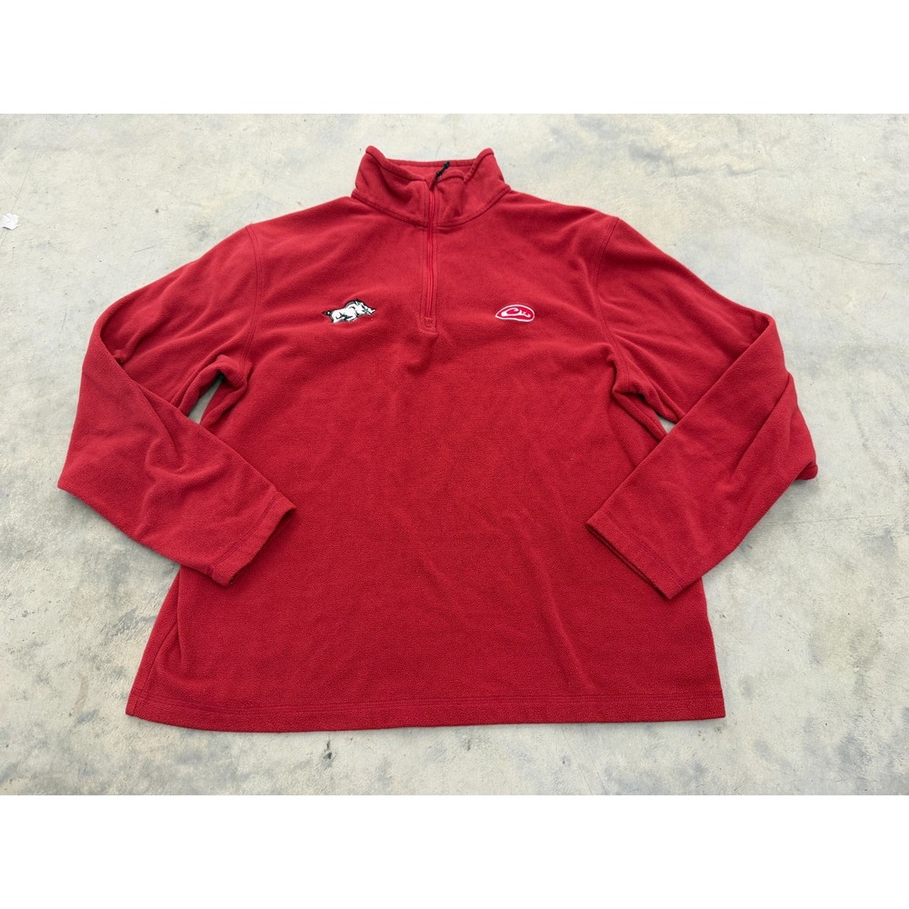 Drake Waterfowl Arkansas Razorbacks Sweatshirt Mens M Red Fleece Football NCAA